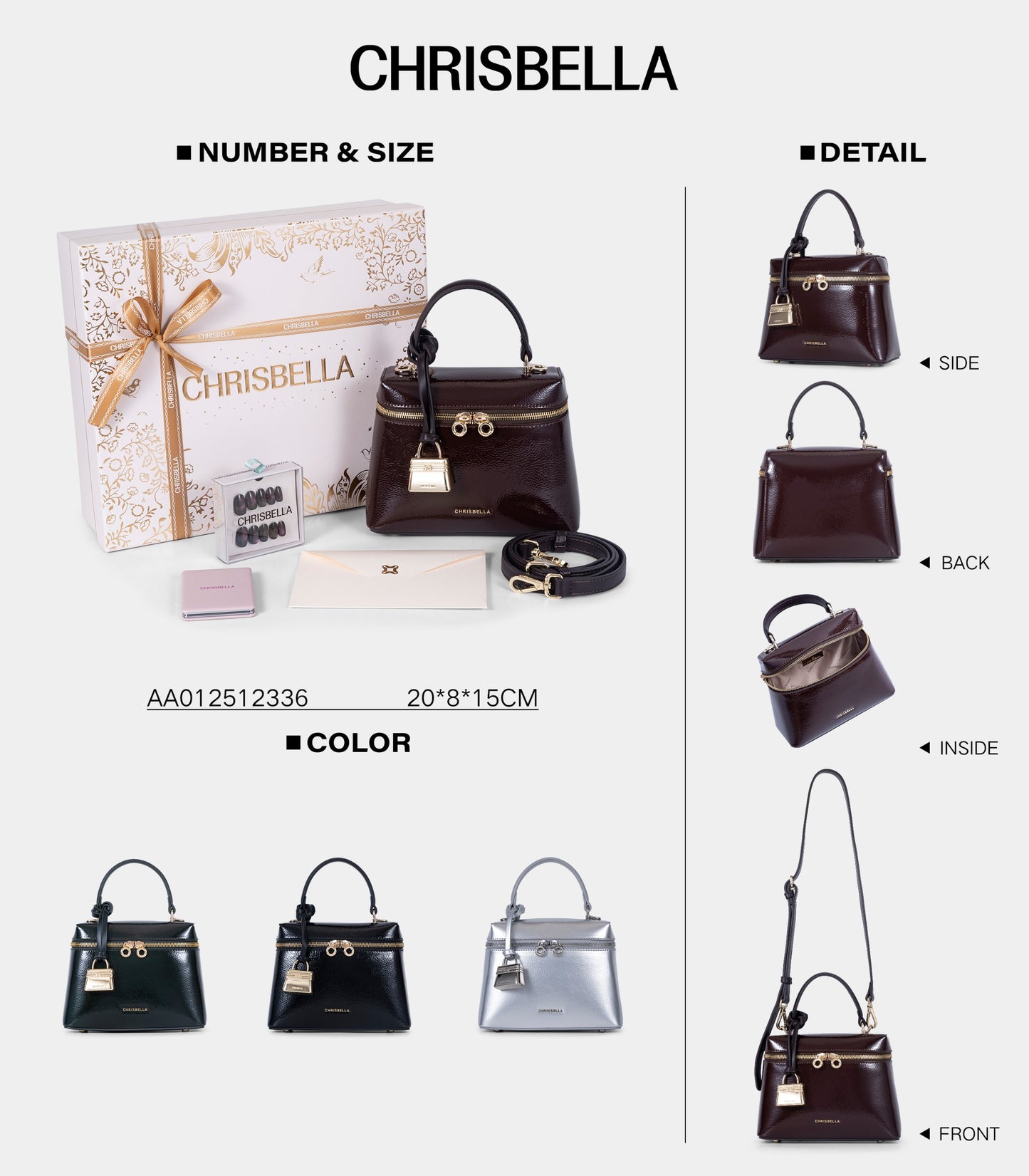 Chrisbella mini top handle bag with gift box