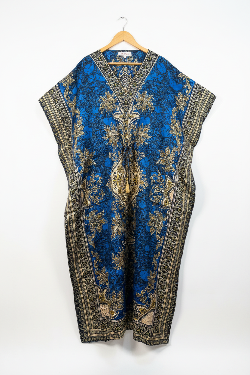 Premium blue kimono long dress for women