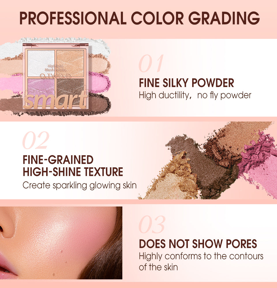 O.TWO.O 3D Glitter Glow Highlight Palette – Radiant Shimmer Highlighter UAE