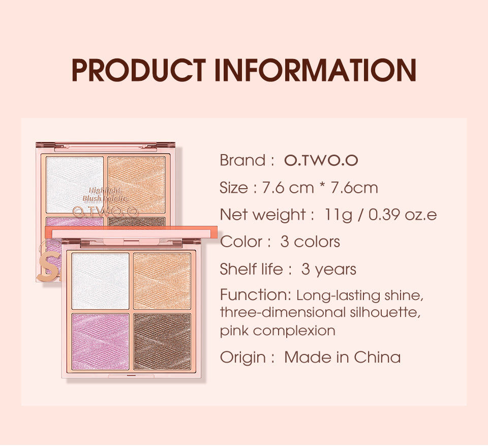 O.TWO.O 3D Glitter Glow Highlight Palette – Radiant Shimmer Highlighter UAE