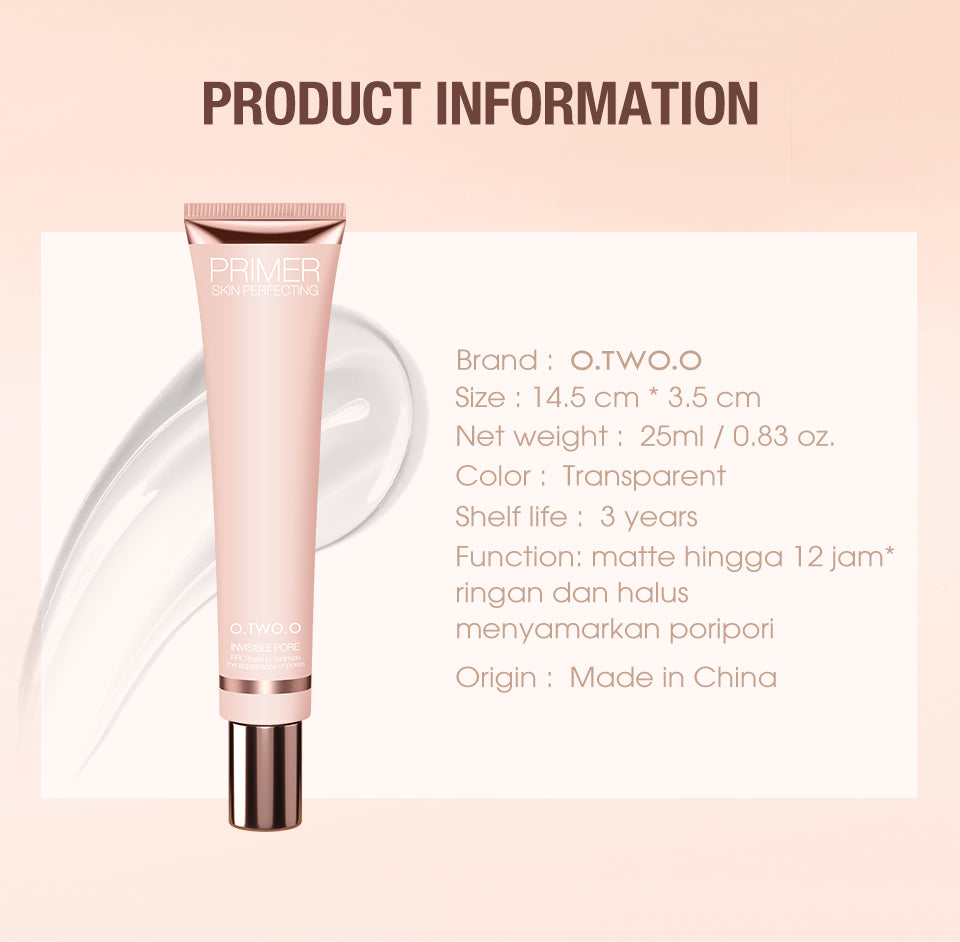 O.TWO.O Invisible Pore Primer – Pore-Blurring, Smoothing Primer UAE