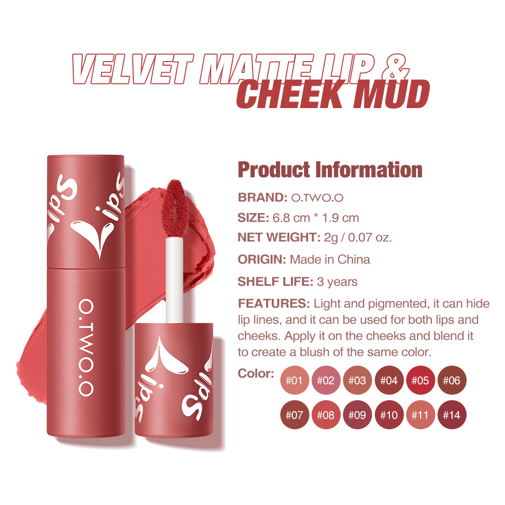 O.TWO.O Velvet Matte Lip Gloss – Waterproof Matte Liquid Lipstick High Pigment UAE