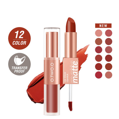 O.TWO.O Double-Ended Matte Lipstick and Gloss – Waterproof Long Lasting 2-in-1 Lip Color UAE