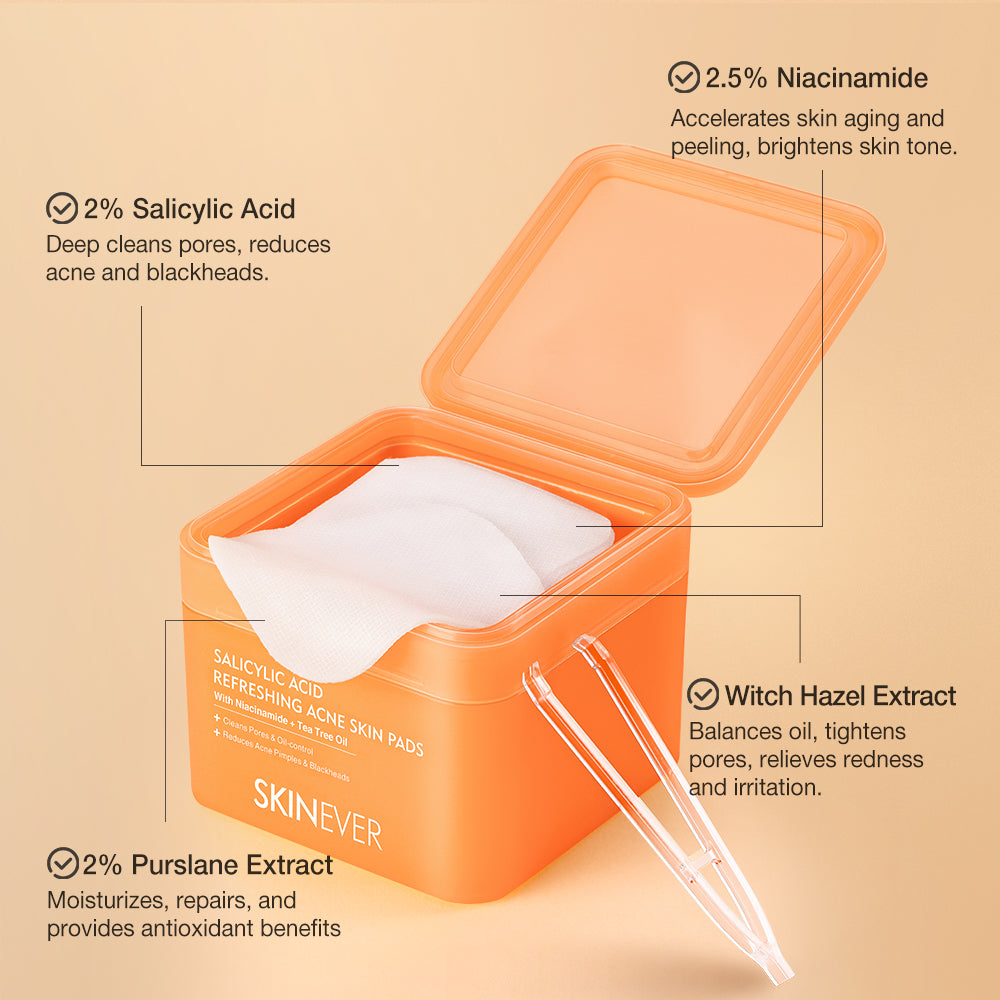 SKINEVER Salicylic Acid Refreshing Acne Skin Pads – Anti-Acne & Oil Control Pads for Clear Skin UAE