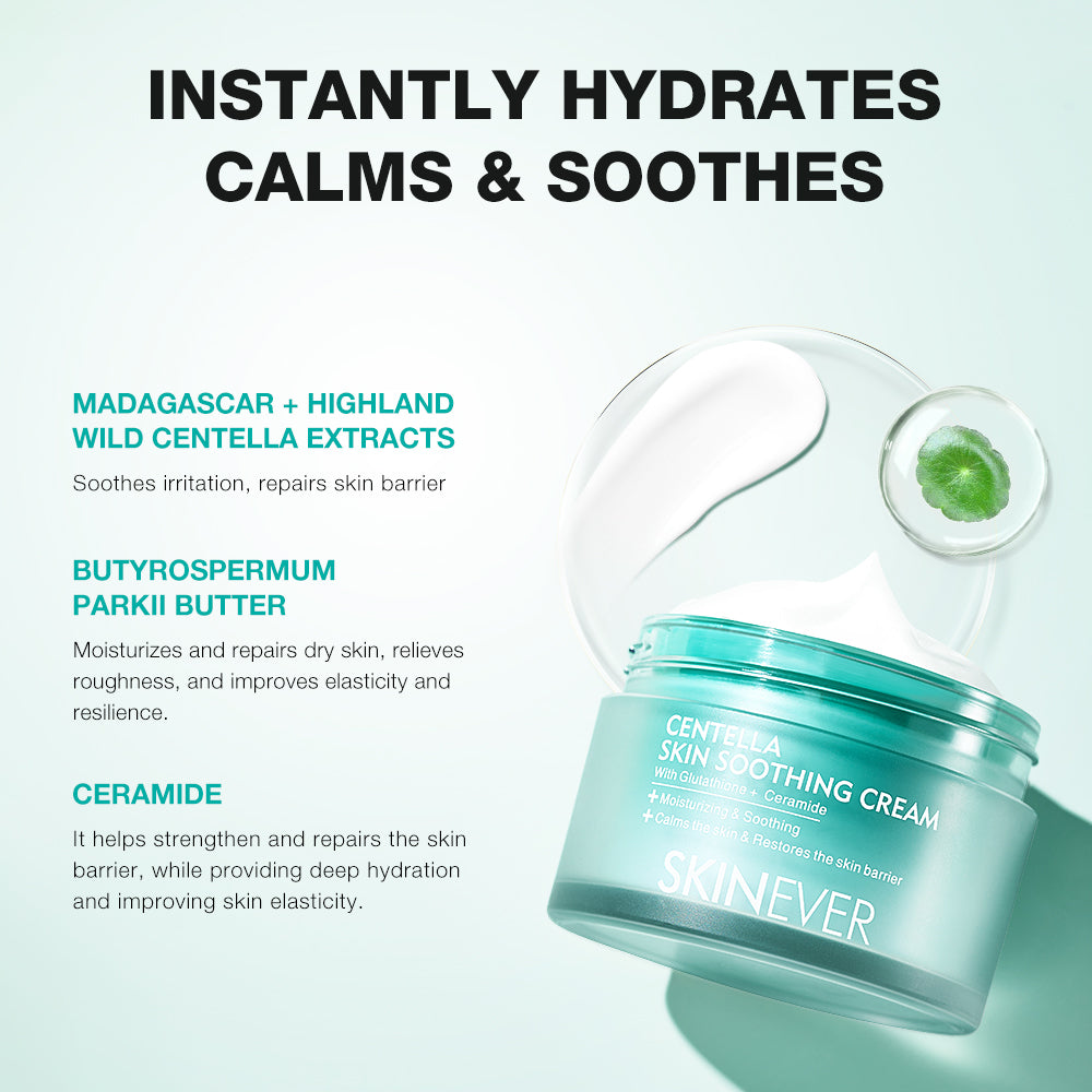 SKINEVER Centella Soothing Cream – Hydrating & Calming Cica Cream for Sensitive Skin UAE