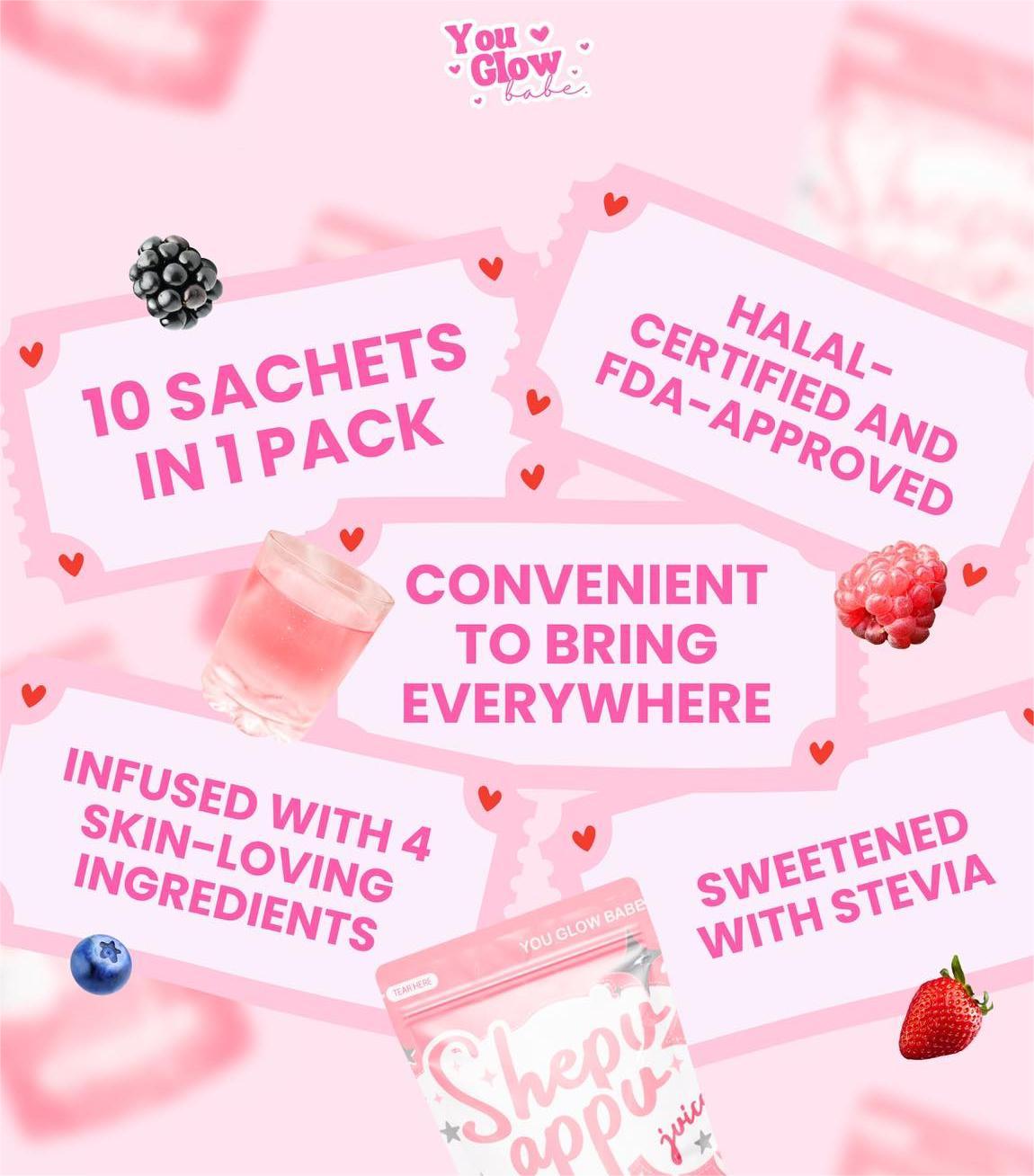 SHEPU APPU Whitening Collagen – You Glow Babe 10 Sachets for Skin Brightening UAE