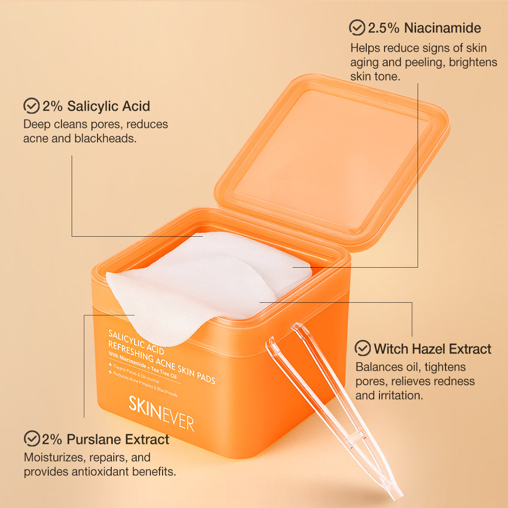 SKINEVER Salicylic Acid Refreshing Acne Skin Pads – Anti-Acne & Oil Control Pads for Clear Skin UAE