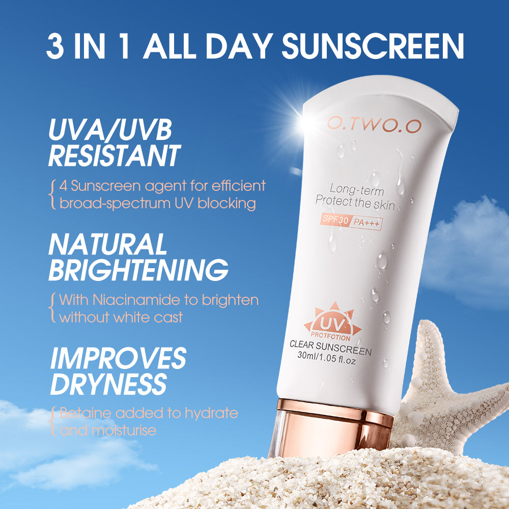 O.TWO.O Clear Sunscreen SPF 30 PA+++ – Lightweight UV Protection for UAE Weather
