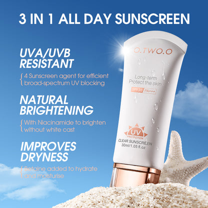 O.TWO.O Clear Sunscreen SPF 30 PA+++ – Lightweight UV Protection for UAE Weather