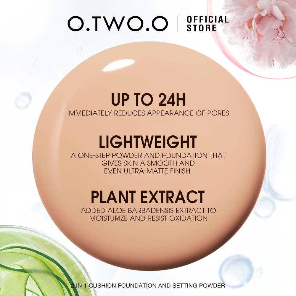O.TWO.O Soft Focus Powder and Cushion Cream Set – Long-Lasting Hydrating Glow for UAE Skin