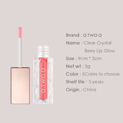 O.TWO.O 5 Colors Crystal Berry Lip Gloss – Glittery Moisturizing Plump Lip Gloss in UAE