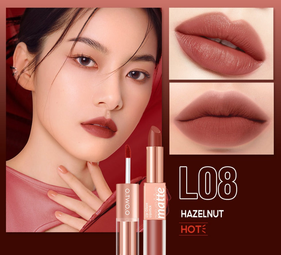 O.TWO.O Double-Ended Matte Lipstick and Gloss – Waterproof Long Lasting 2-in-1 Lip Color UAE