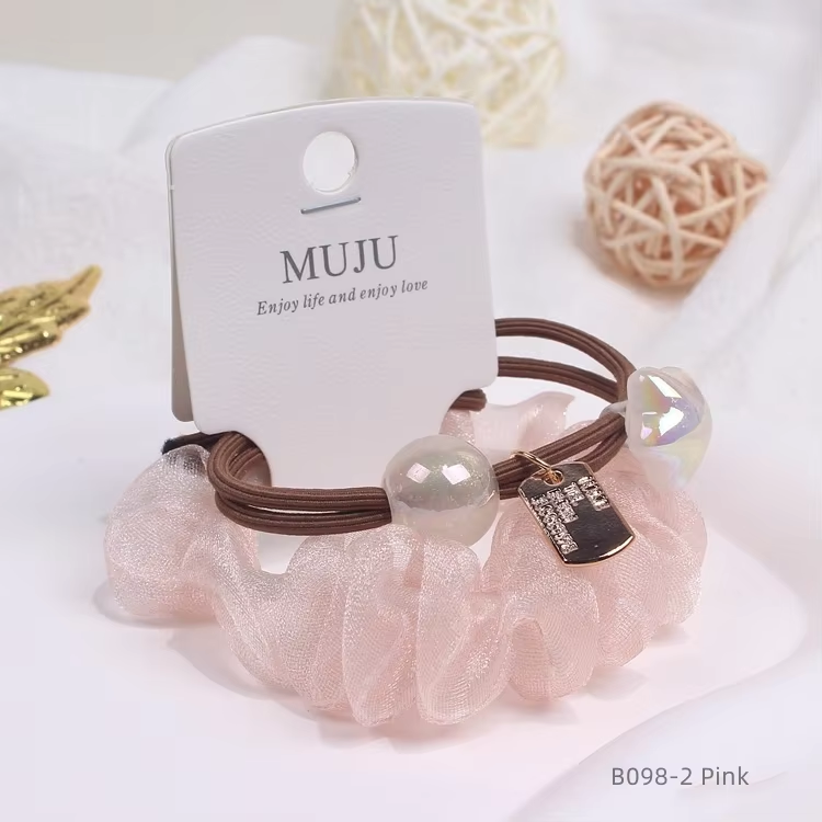 MUJU Charm Decor Hair Tie Set – Cute Elastic Hair Bands with Charms UAE