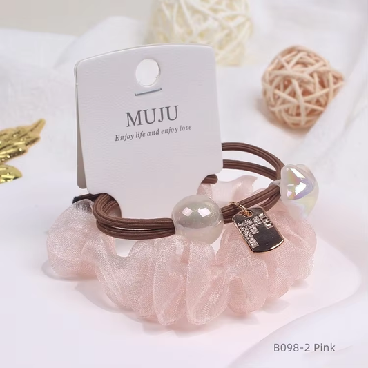 MUJU Charm Decor Hair Tie Set – Cute Elastic Hair Bands with Charms UAE