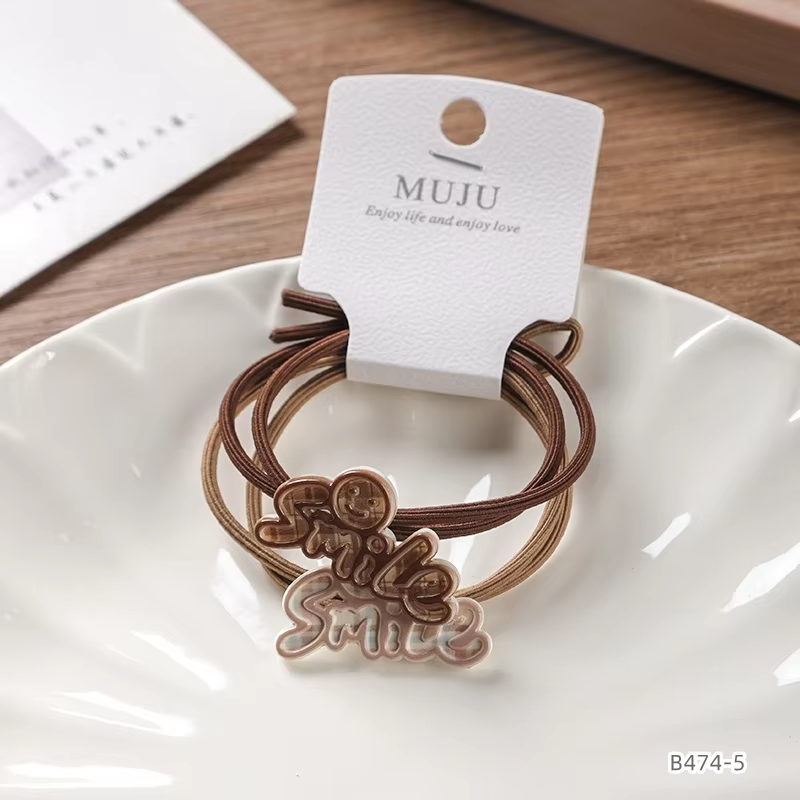 MUJU Decorative Hair Tie Set – Elastic Hair Bands with Charms UAE