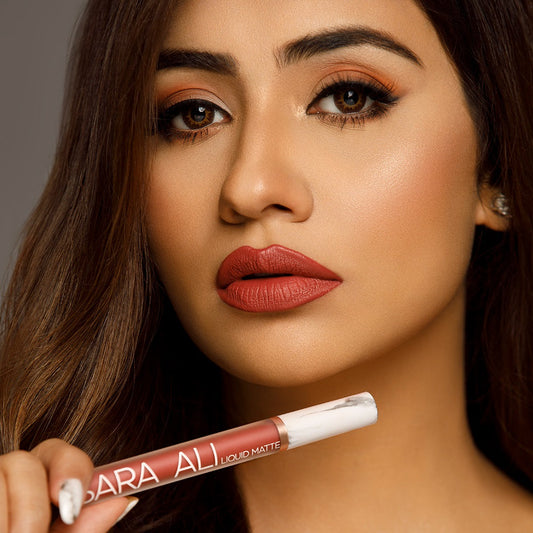Sara Ali Cosmetics Capricorn warm tone medium dark coral lipstick