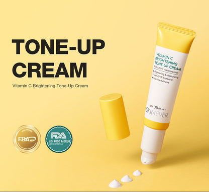 SKINEVER Vitamin C Brightening Tone-Up Cream – Instant Glow, Dark Spot Correcting & Hydrating Moisturizer | UAE