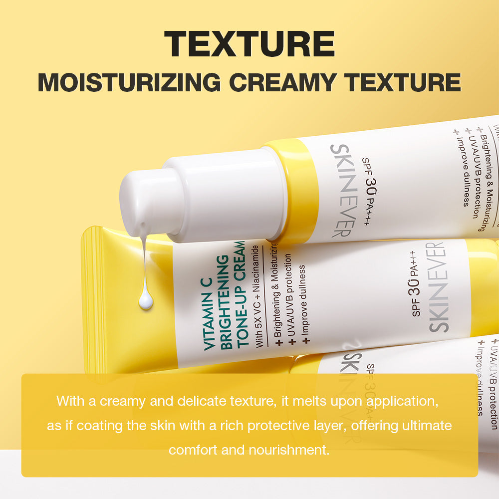 SKINEVER Vitamin C Brightening Tone-Up Cream – Instant Glow, Dark Spot Correcting & Hydrating Moisturizer | UAE