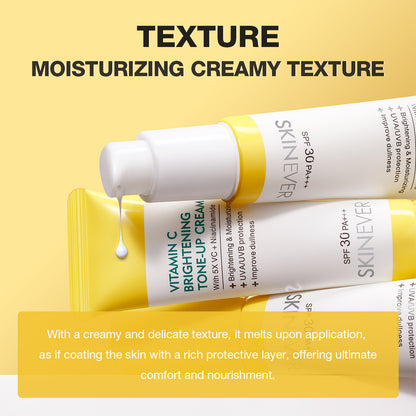 SKINEVER Vitamin C Brightening Tone-Up Cream – Instant Glow, Dark Spot Correcting & Hydrating Moisturizer | UAE