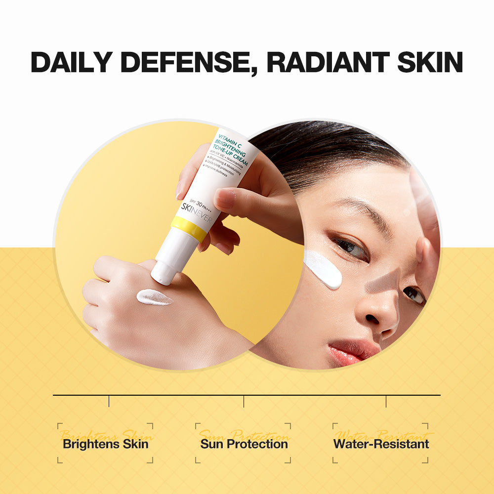 SKINEVER Vitamin C Brightening Tone-Up Cream – Instant Glow, Dark Spot Correcting & Hydrating Moisturizer | UAE