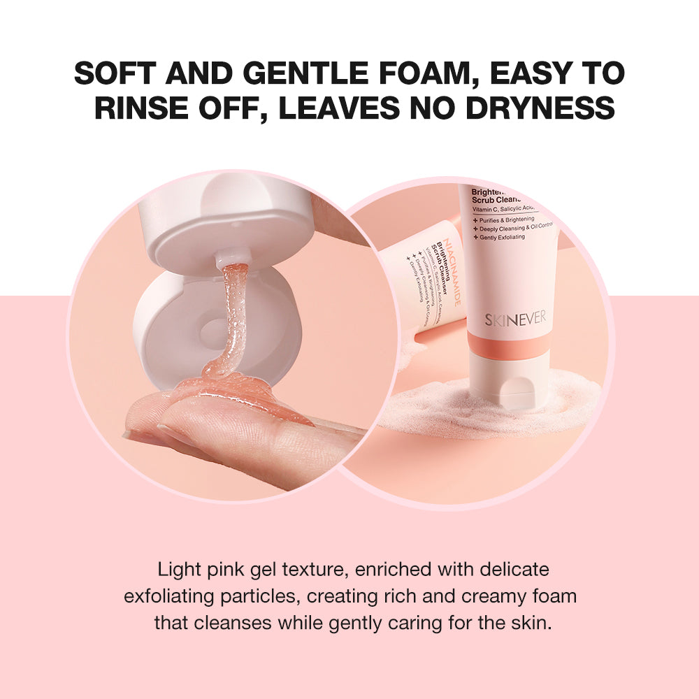 SKINEVER Niacinamide Brightening Deep Clean Scrub Cleanser – Exfoliating & Pore Refining Face Wash UAE
