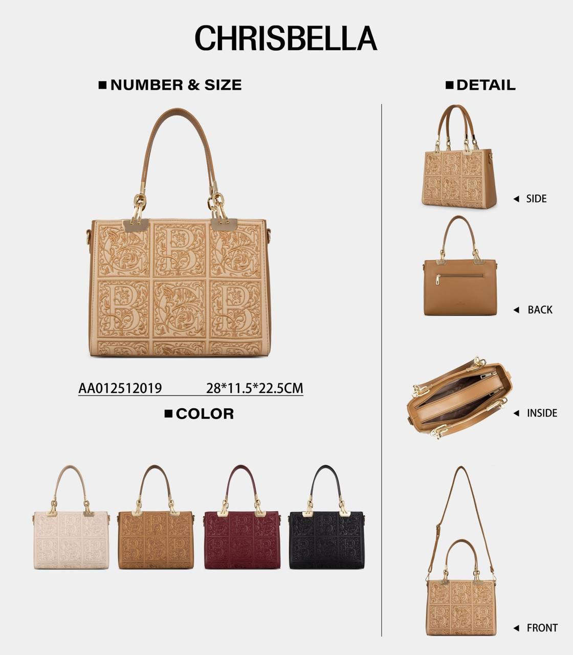 Chrisbella luxury monogram handbag multi-color
