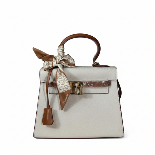 Chrisbella taupe olive brown luxury shoulder bag with gold hardware and matching wallet