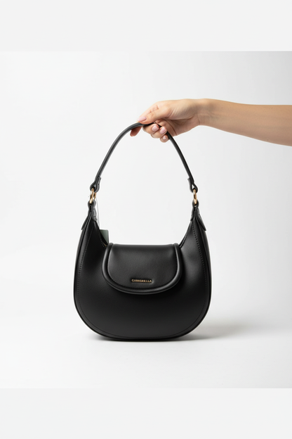 Chrisbella black luxury hobo bag set with mini bag and gold chain strap for women in UAE