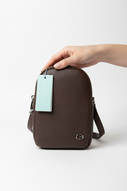 Chrisbella brown leather crossbody messenger bag with adjustable strap for women in UAE

