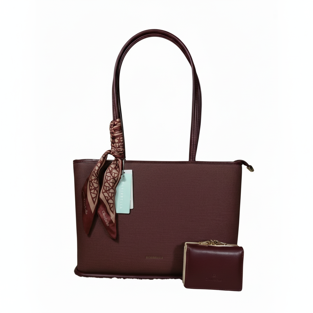 Chiribella burgundy tote - square format