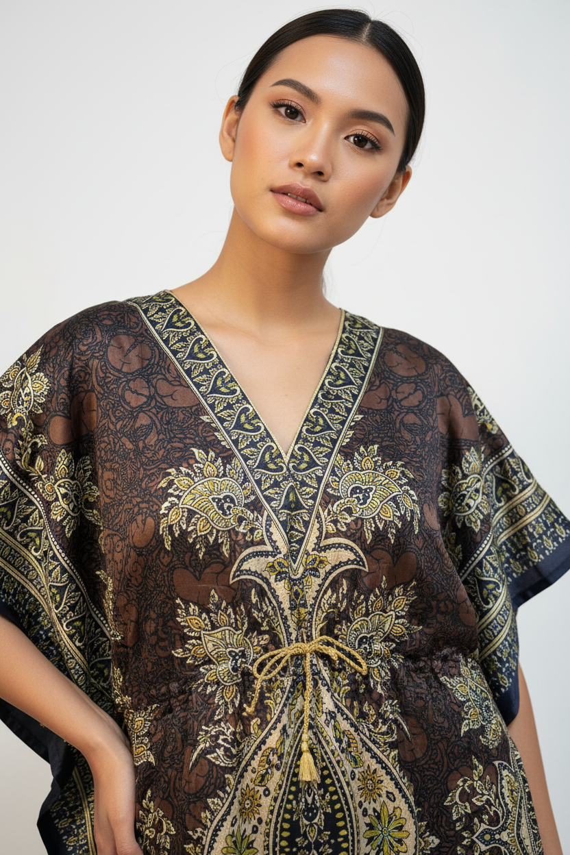 Premium black kimono long dress for women