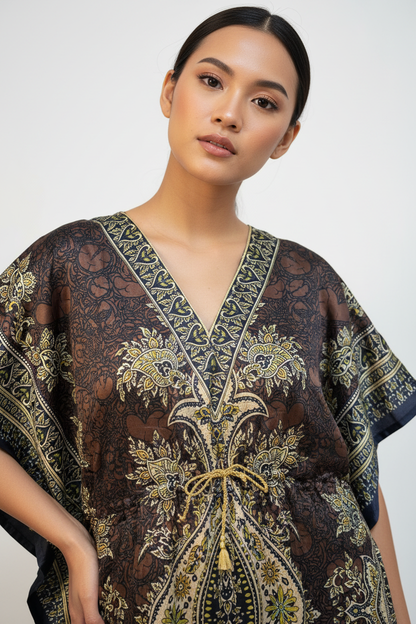Premium black kimono long dress for women