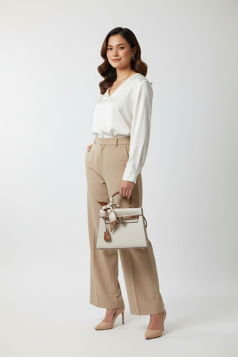 Chrisbella taupe olive brown luxury shoulder bag with gold hardware and matching wallet