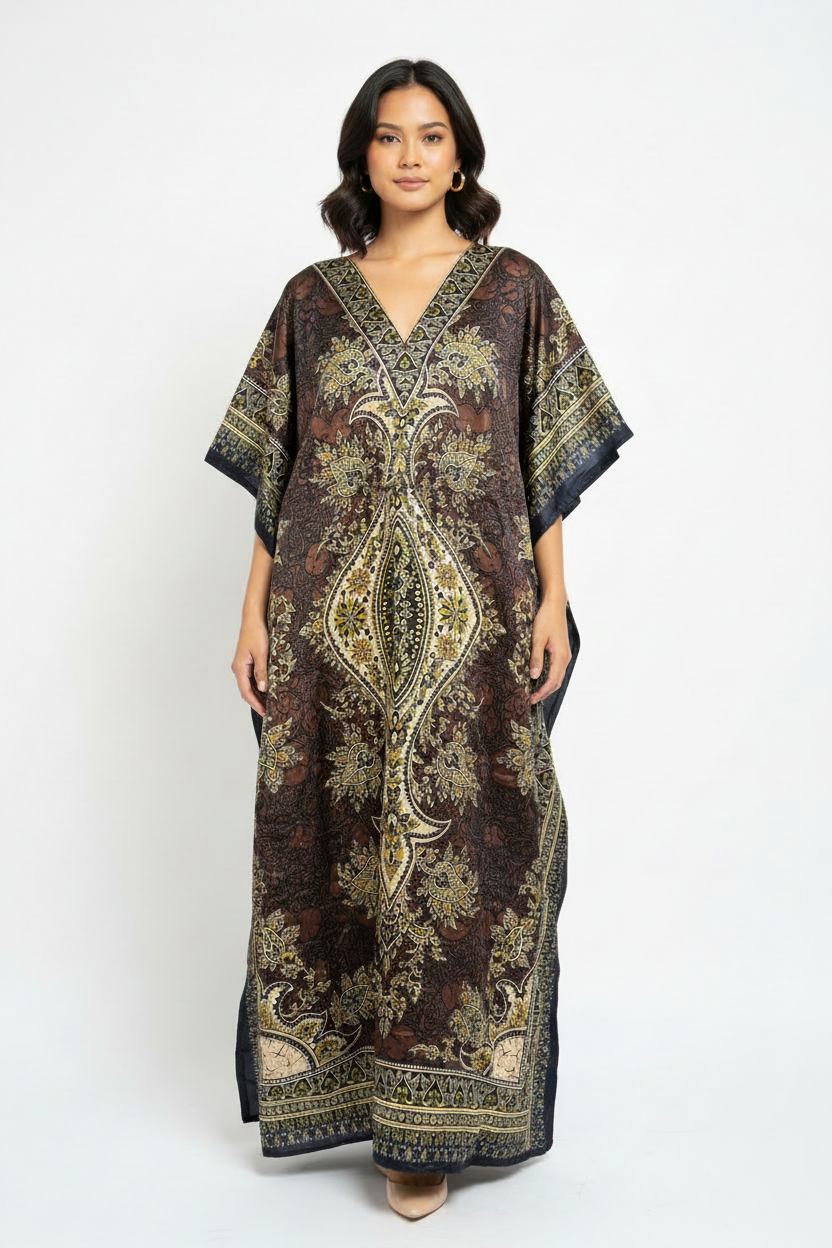 Premium black kimono long dress for women