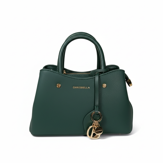 Chrisbella mini green luxury handbag with adjustable sling and gold hardware for women in UAE