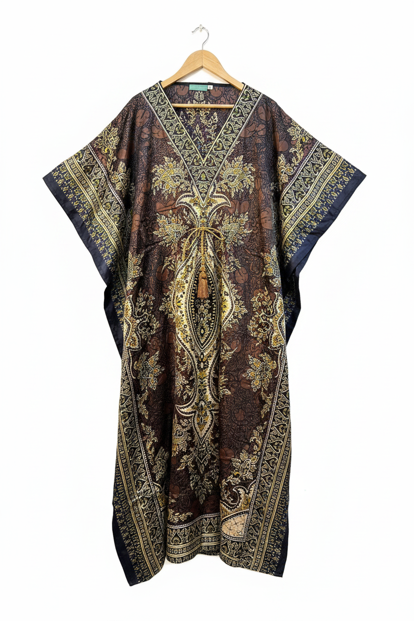 Premium black kimono long dress for women