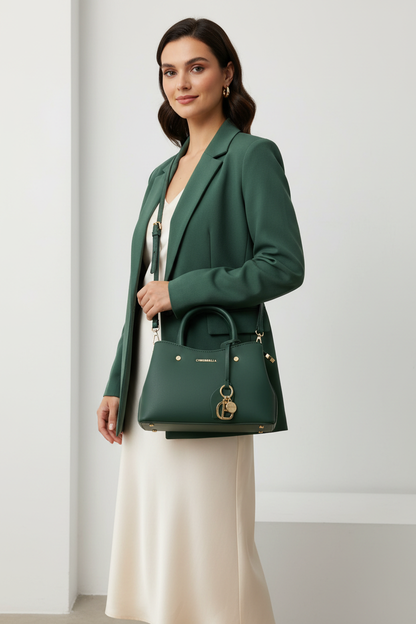 Chrisbella mini green luxury handbag with adjustable sling and gold hardware for women in UAE