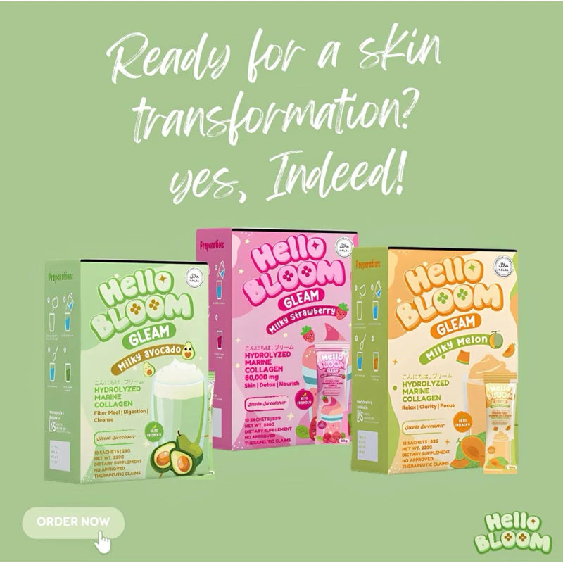 Hello Bloom Gleam Milky Avocado – Avocado Milk Drink Sachets UAE