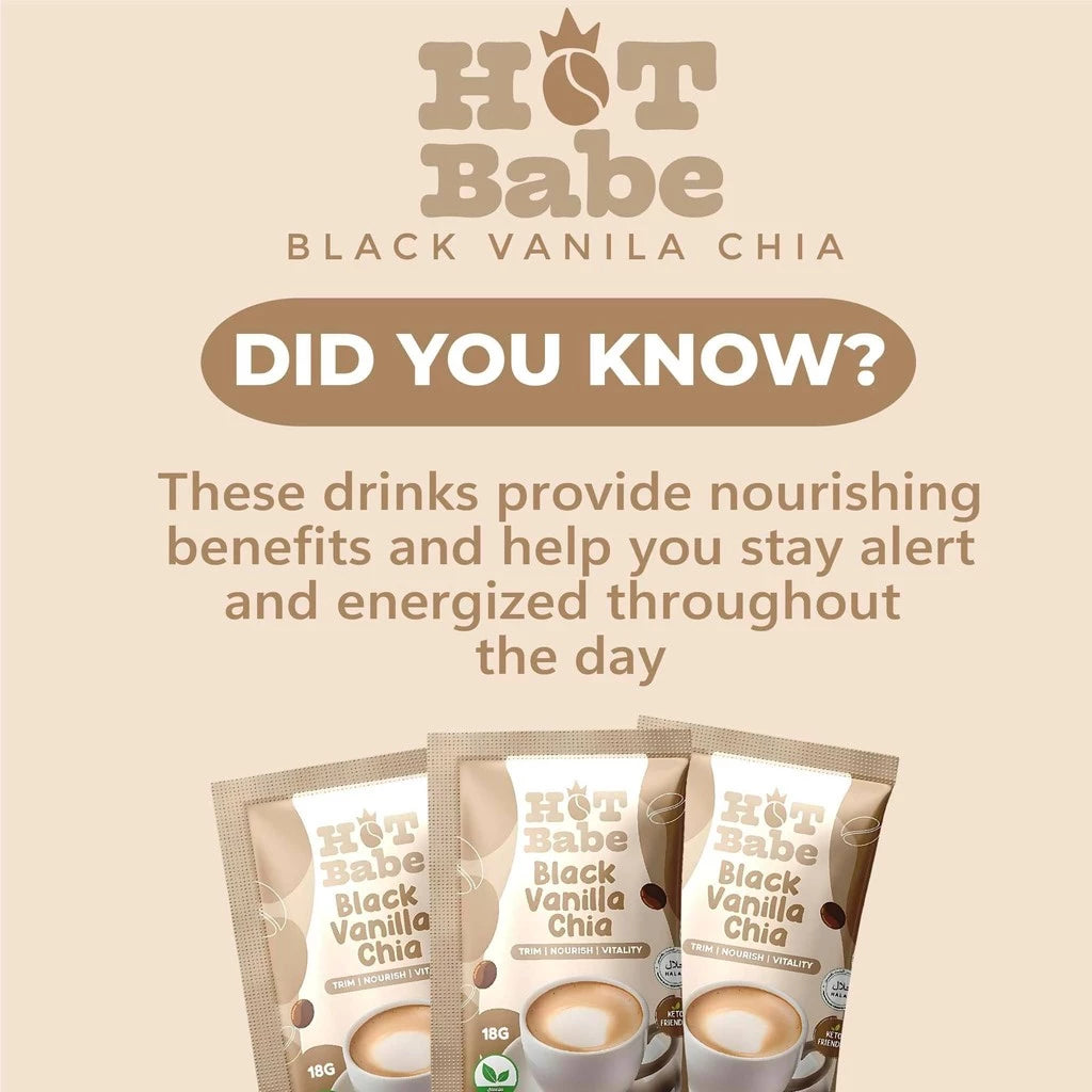 KIRAY'S Hot Babe Black Vanilla Chia Coffee – 10 Sachets Healthy Energy Drink UAE