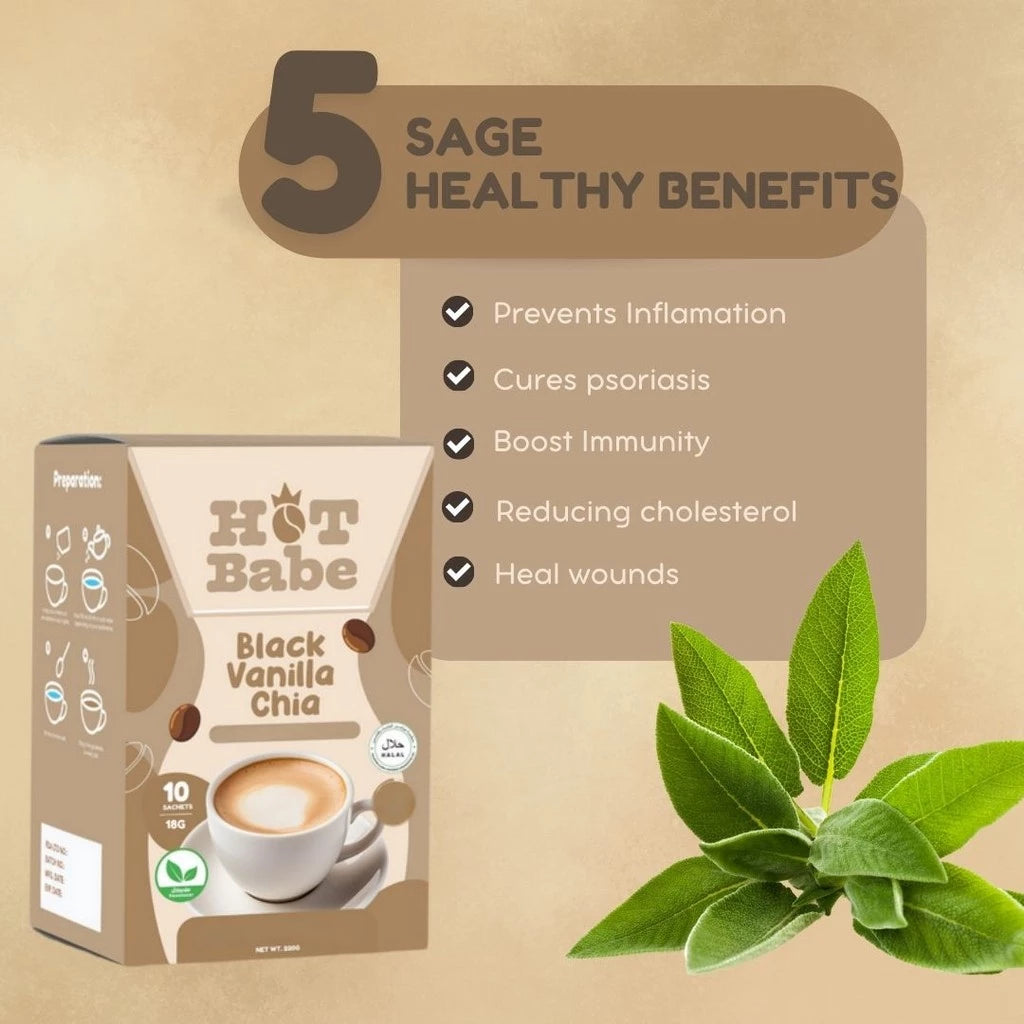 KIRAY'S Hot Babe Black Vanilla Chia Coffee – 10 Sachets Healthy Energy Drink UAE