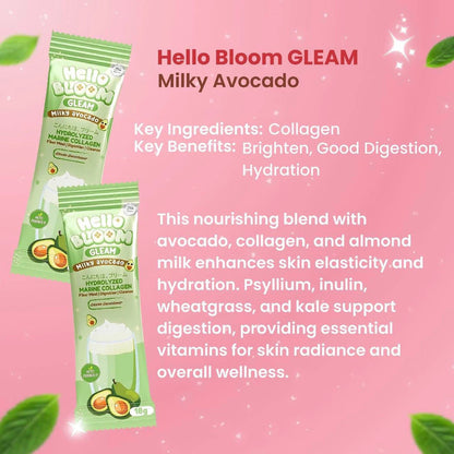 Hello Bloom Gleam Milky Avocado – Avocado Milk Drink Sachets UAE