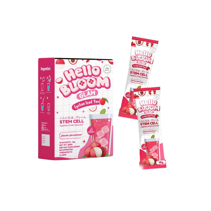 Hello Bloom Lychee Iced Tea – Fruity Glam Drink 10 Sachets UAE