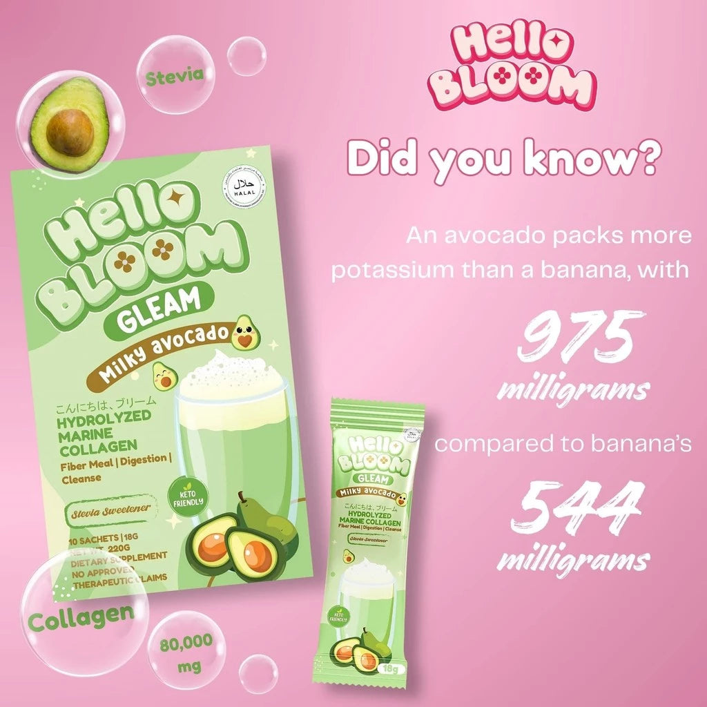 Hello Bloom Gleam Milky Avocado – Avocado Milk Drink Sachets UAE