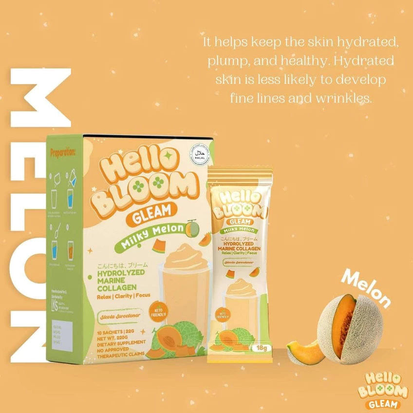 Hello Bloom Gleam Milky Melon – Creamy Melon Drink Sachets UAE