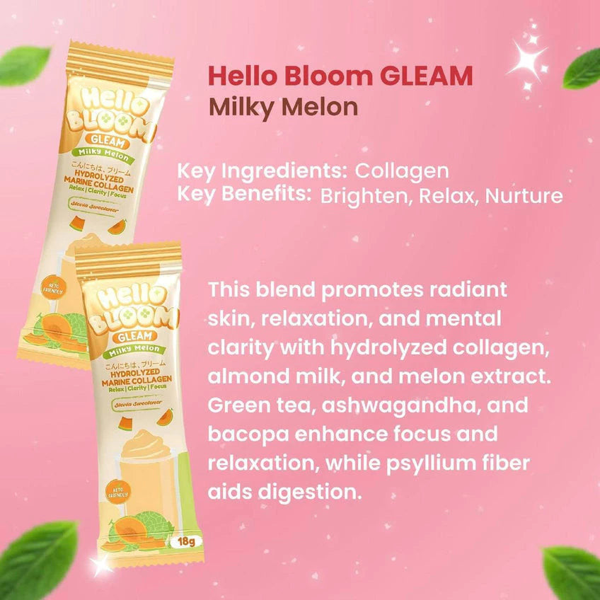 Hello Bloom Gleam Milky Melon – Creamy Melon Drink Sachets UAE